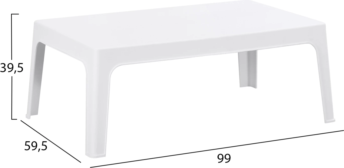 Tavolinë e ulët drejtkëndëshe, polipropilenë e bardhë, SLEEK FH6367.01, 99x59.5x39.5cm