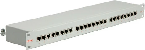 Patch panel ROLINE Cat.5e 19" 24 Porta STP, 1U, gri e çelët