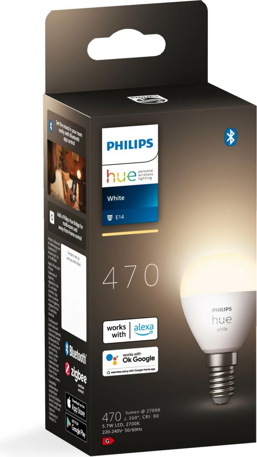 Llambë smart Philips Hue White Lustre E14, Bluetooth/Zigbee, LED, Bardhë