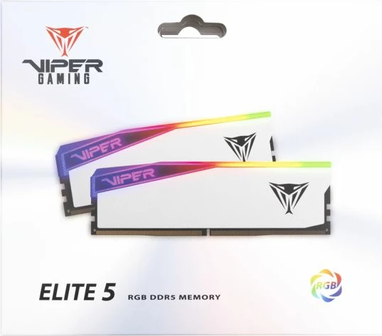 RAM Memorje PATRIOT Viper Elite 5 RGB PVER532G62C42KW 32GB (2x16GB) DDR5-6200 CL42 DIMM e bardhë