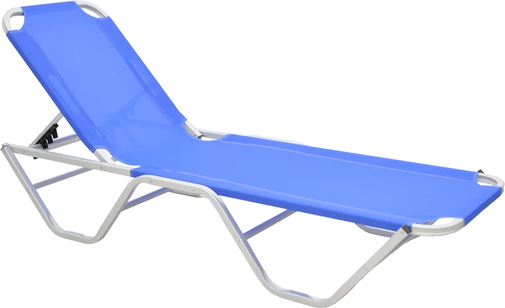 Shezlong alumini i grumbullueshëm, tekstilene blu, 56x188x30cm