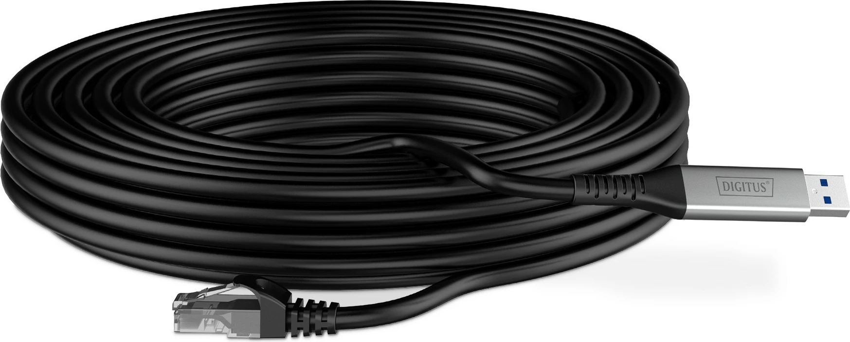 Kabllo USB 3.2 në RJ45 Digitus Cat6a, 10m, e zezë