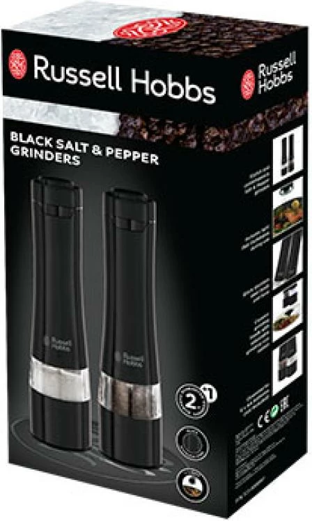 Mulli elektrik kripë dhe piper, Russell Hobbs 28010-56, e zezë, set 2 copë