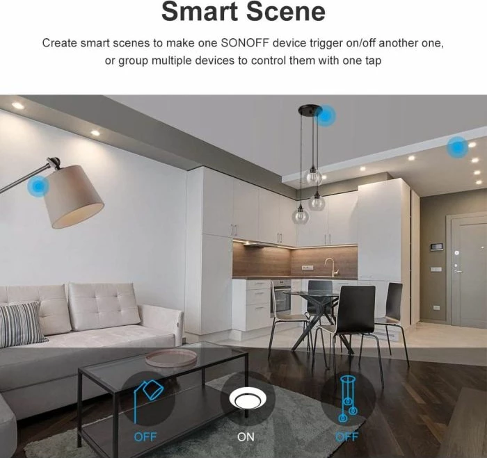 Switch muri smart SONOFF T1EU3C-TX, 3-taster, Wi‑Fi + RF433, EU, xham i temperuar, i bardhë