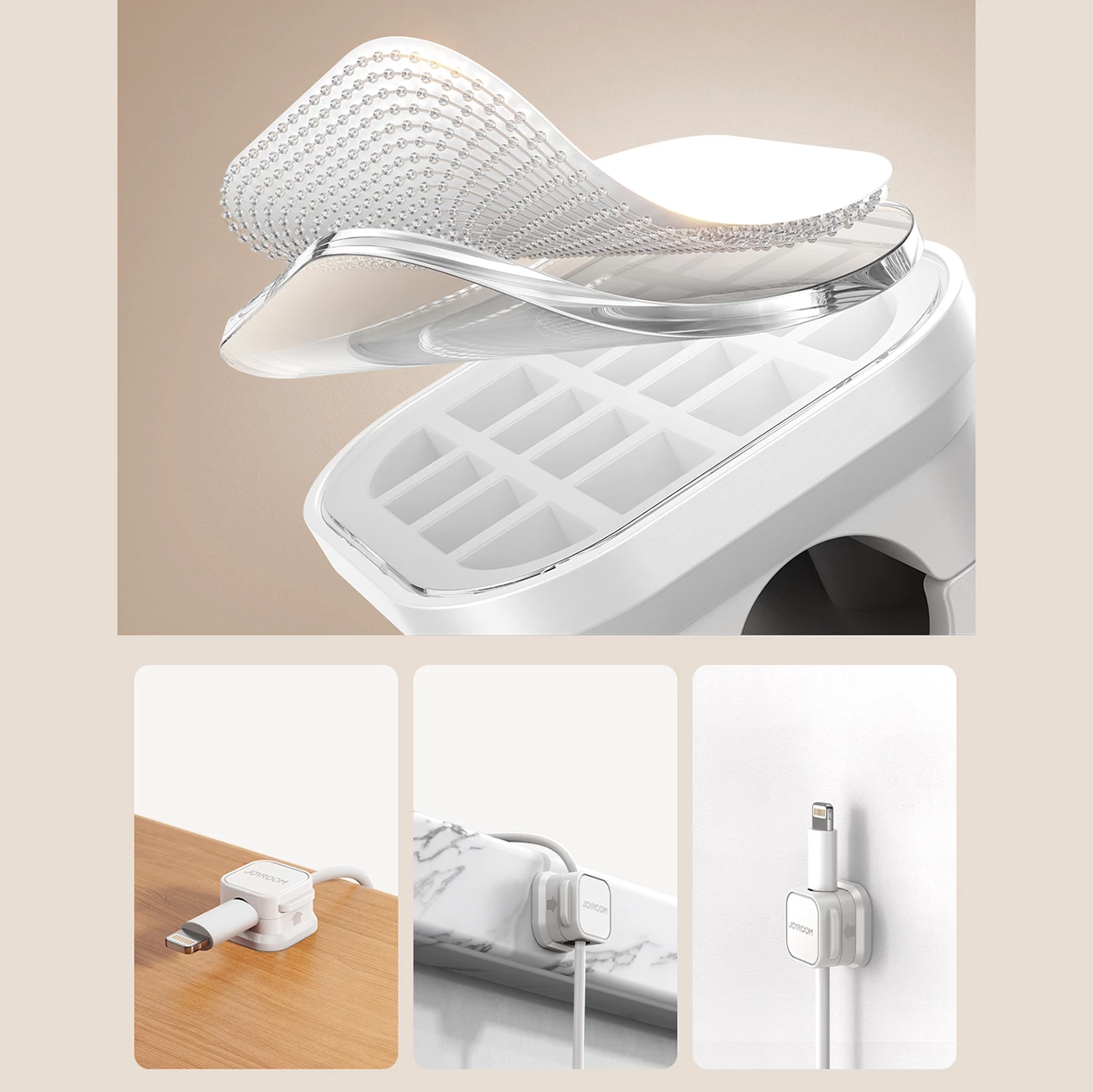 Organizues magnetik për kabllo Joyroom JR-ZS368, 6 copë, Bardhë