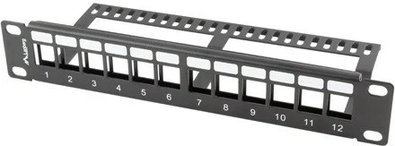 Panel patch Lanberg PPKS-9112-B, 12 porta, 1U, metal, gri