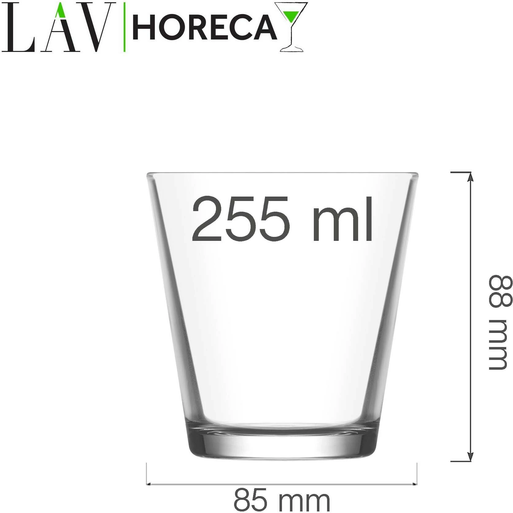 Gotë uiski LAV Helsinki 255 ml transparente, set 12 copë
