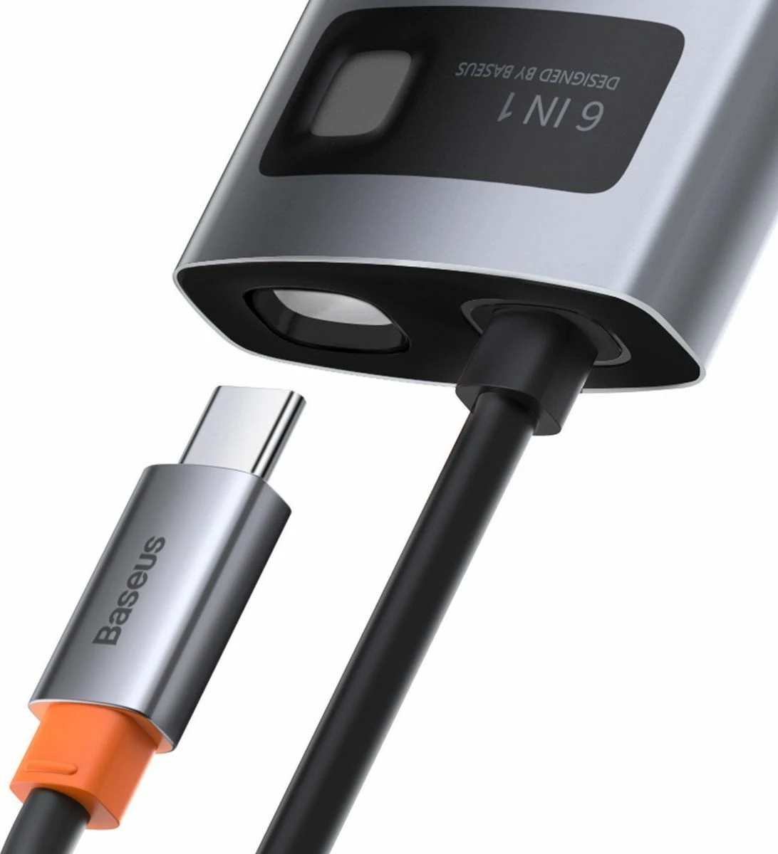 Hub USB-C Baseus CAHUB-CW0G 6-në-1, HDMI 4K, 3x USB 3.0, LAN Gigabit, USB-C, argjend