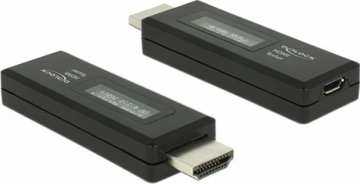 Tester HDMI DeLOCK për EDID, me ekran OLED, 4K 60Hz, i zi