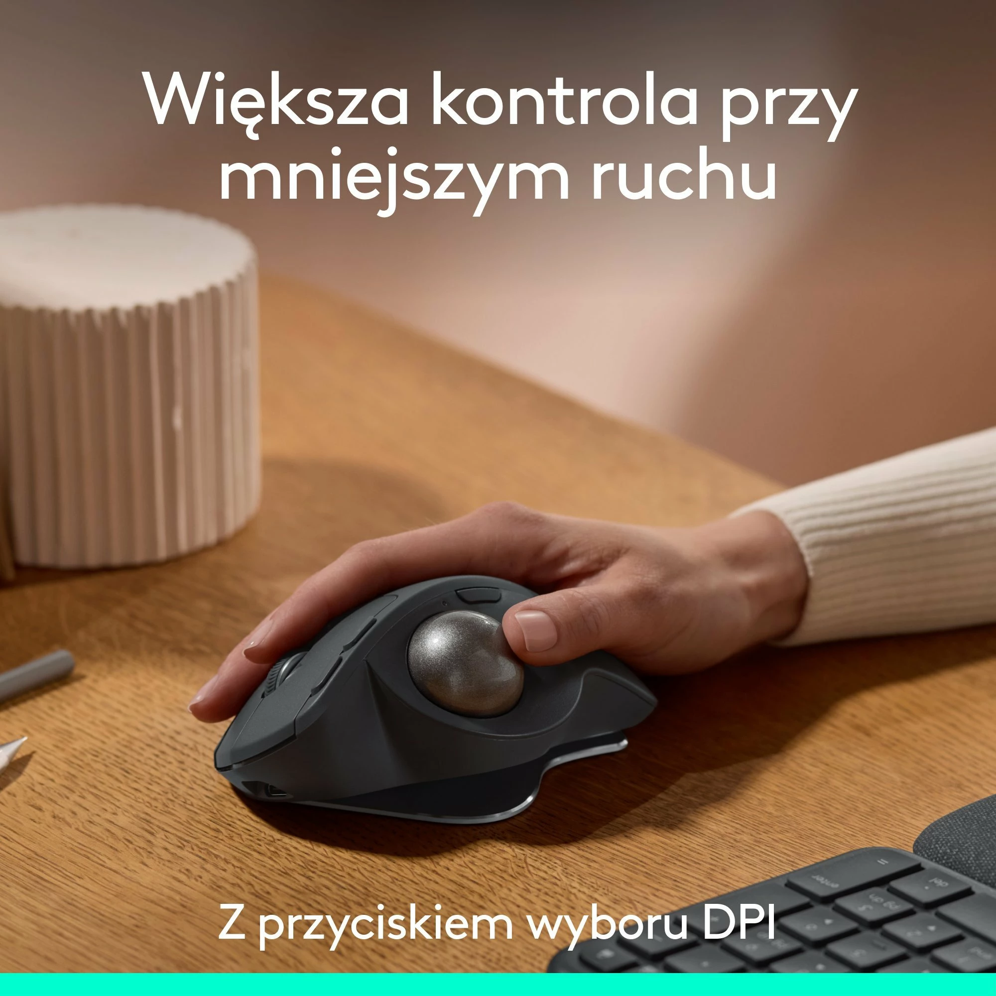 Maus Logitech MX Ergo S 910-007260 trackball wireless 2000 DPI me pjerrësi 20° me karikim USB-C, i zi