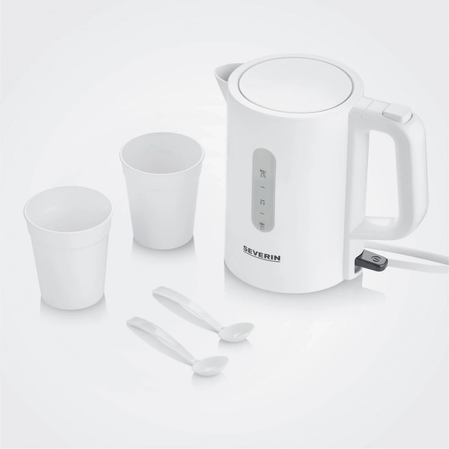 Cajnik udhëtimi Severin WK 3462, 0.5L, 1100W, bardhë