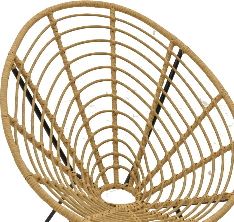 Karrige Naoki pe natyrale-këmbë metalike të zeza 78x74x87cm