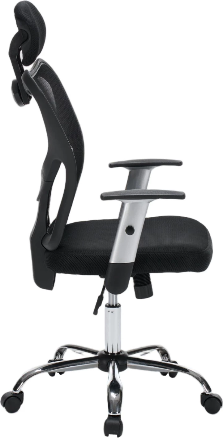 Karrige zyre CUORE, material rrjetë e zezë, kornizë e zezë, bazë kromi, 63x61x125cm