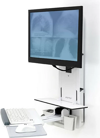 Mbajtëse muri për monitor me tabaka tastiere Ergotron 61-080-062, deri 24", VESA 75x75/100x100, 15 kg, e bardhë