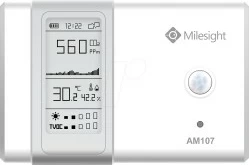 Sensor ambienti Milesight AM107, LoRaWAN, temperaturë, lagështi, CO2, PIR, TVOC, ekran E-Ink