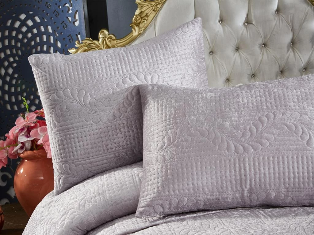 Set mbulesë dysheku dopio, kadife, ngjyrë gri, Velica
