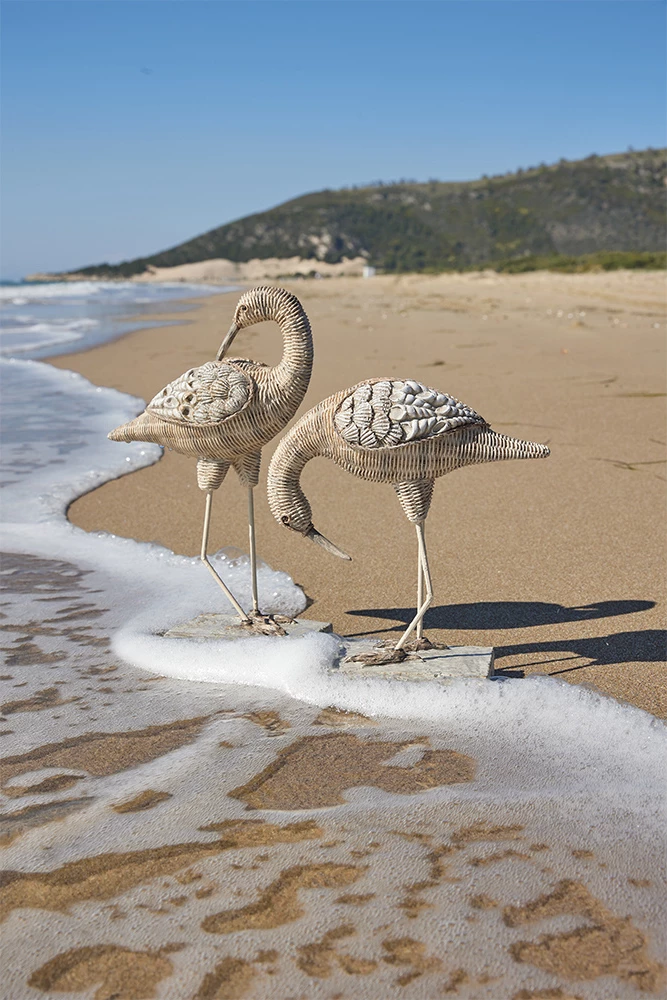 Statujë dekorative zog, polirezine, ngjyrë natyrale, 21x9x24 cm
