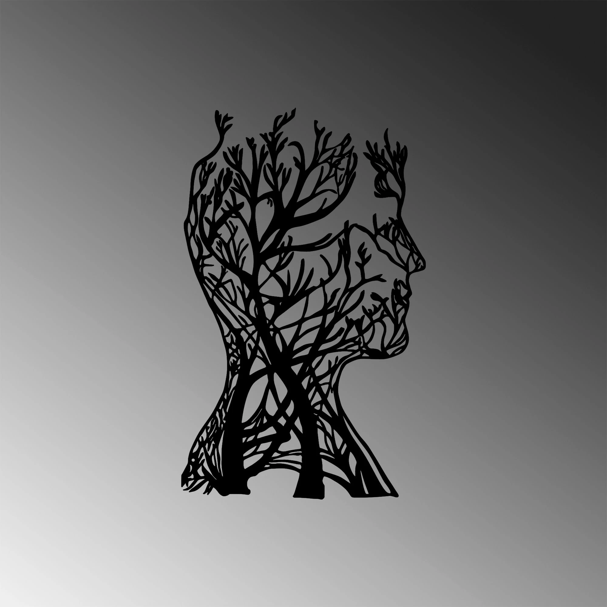 Aksesor dekorativ metalik për mur, Tree Man, Wallity, 27x43cm