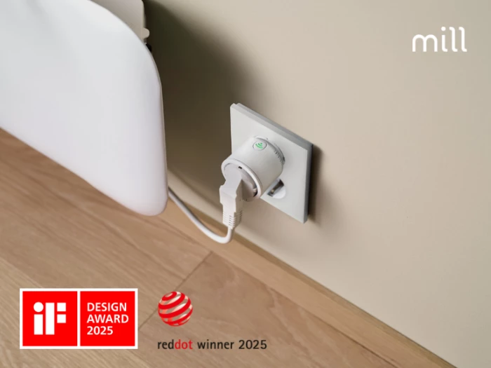 Prizë smart Wi‑Fi për ngrohës MILL MILLSMARTPLUG, 2300 W, sensor temperature & lagështie, Matter, e bardhë