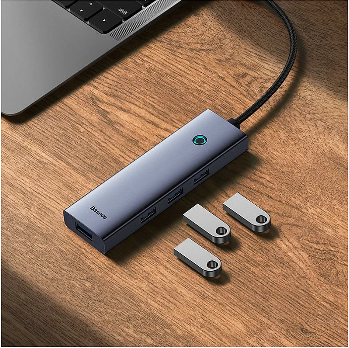 HUB USB-C Baseus UltraJoy Series, 4 porta USB-A 3.2 Gen 1, 5Gbps, gri
