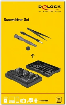 Set kaçavidash precize DeLOCK 64127, 102 bit, me kasë, i zi