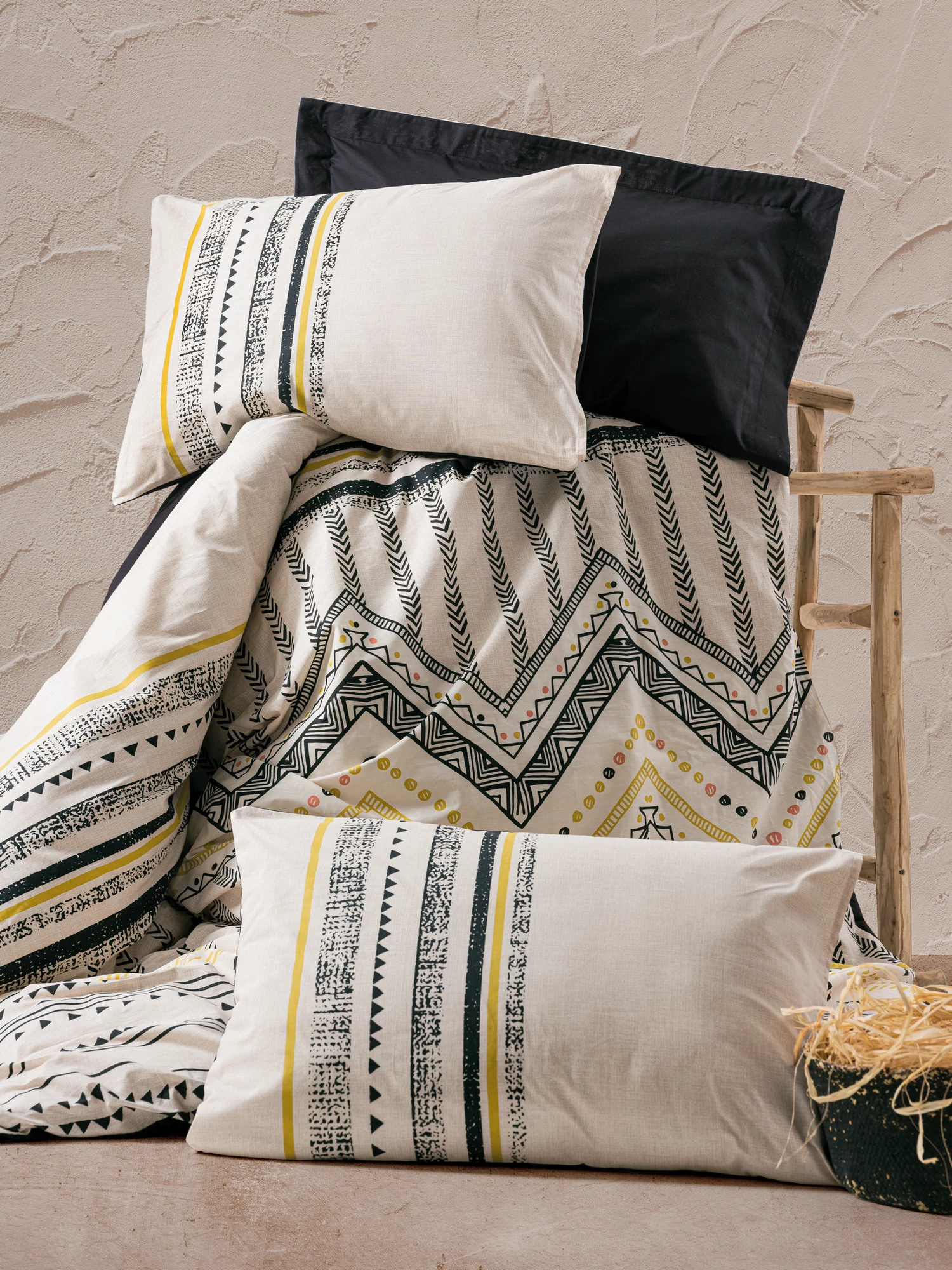 Set mbulesë për jorgan Super King, Elvira, ngjyrë e zezë, e bardhë, ari