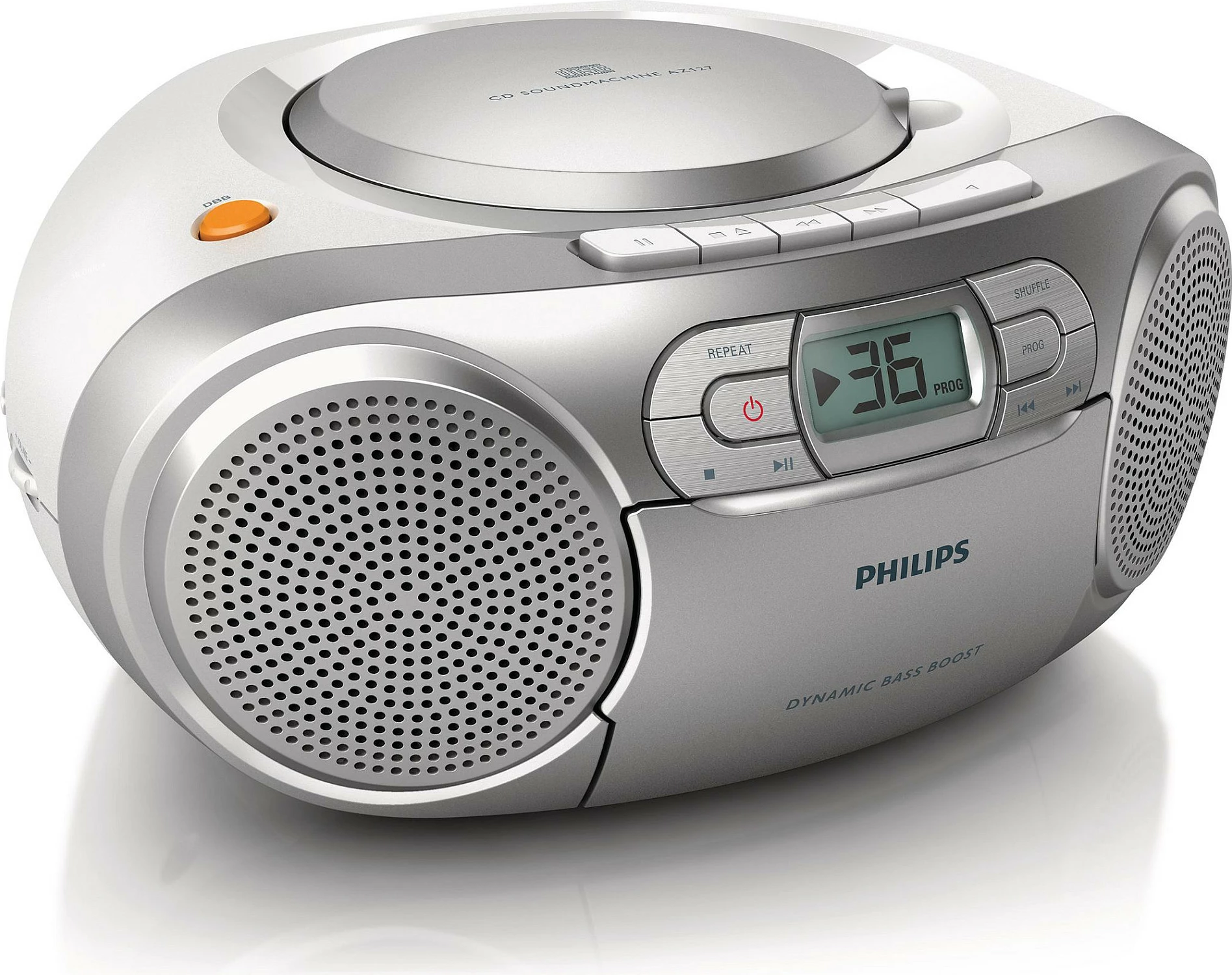 Radio me CD Philips AZ127/12, boombox portativ, argjendtë/gri