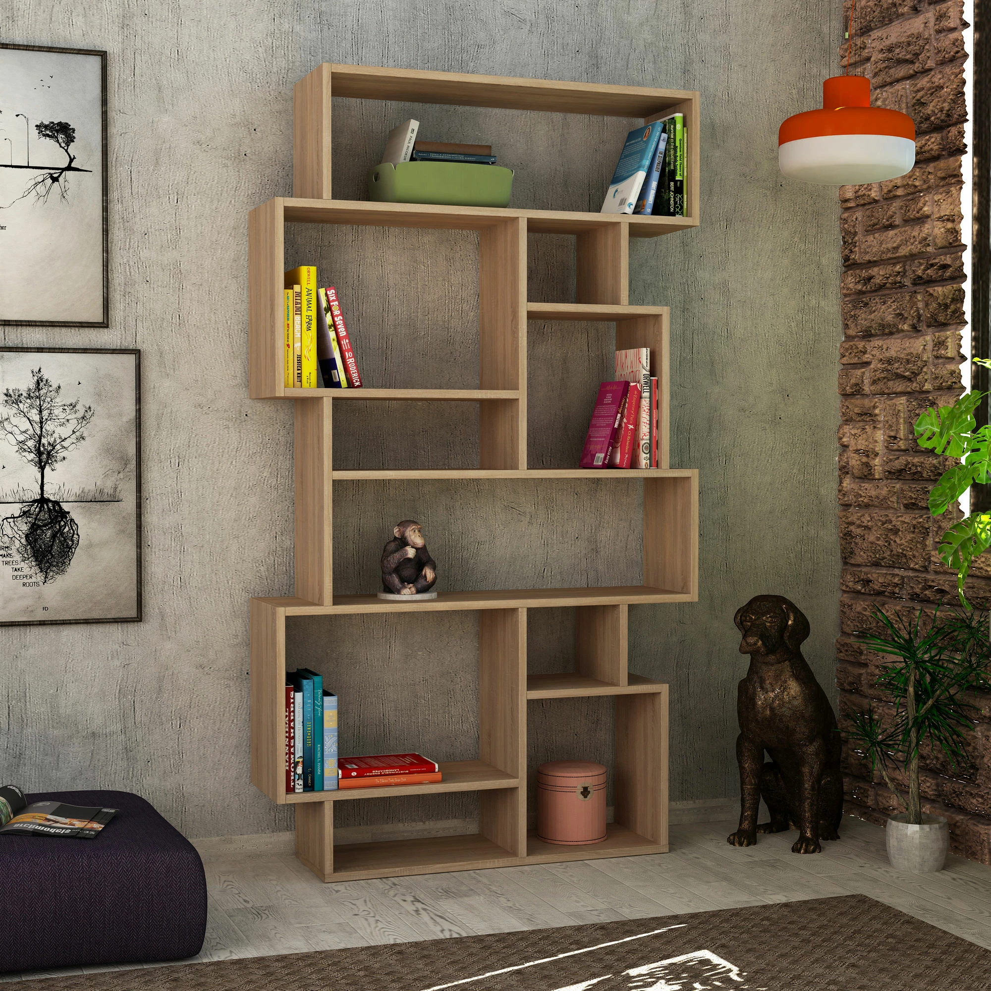 Raft librash Sonoma Oak, Skye Decor, 96x168.5x25.5cm
