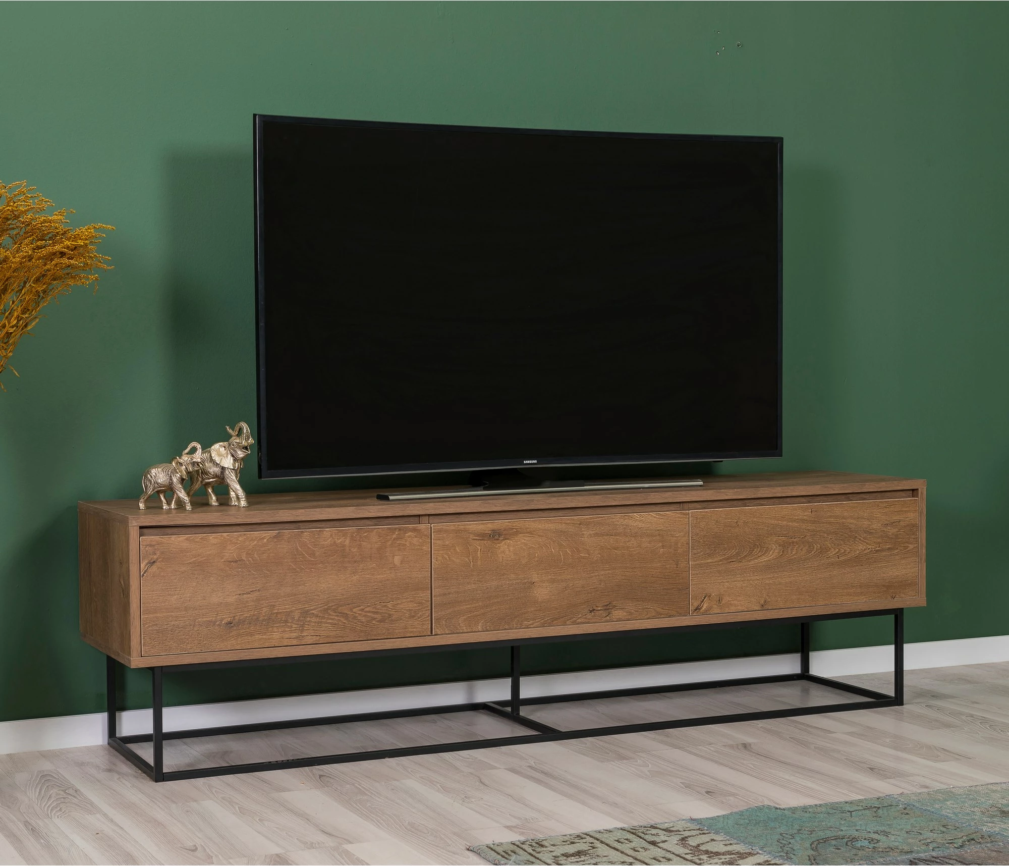 Set mobiljesh për dhomë dite, Skye Decor, Laxus Takım 25, ngjyrë arre dhe e zezë