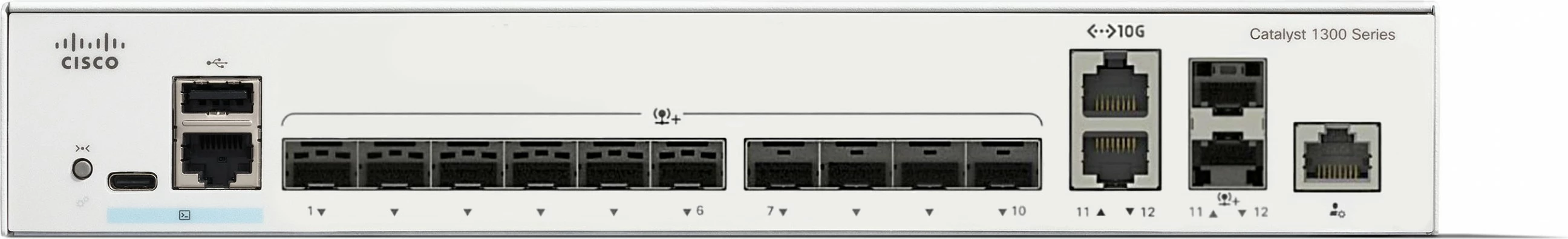 Switch Cisco Catalyst 1300, 12 porte SFP+, 2x 10G Ethernet, rackmount, i bardhë