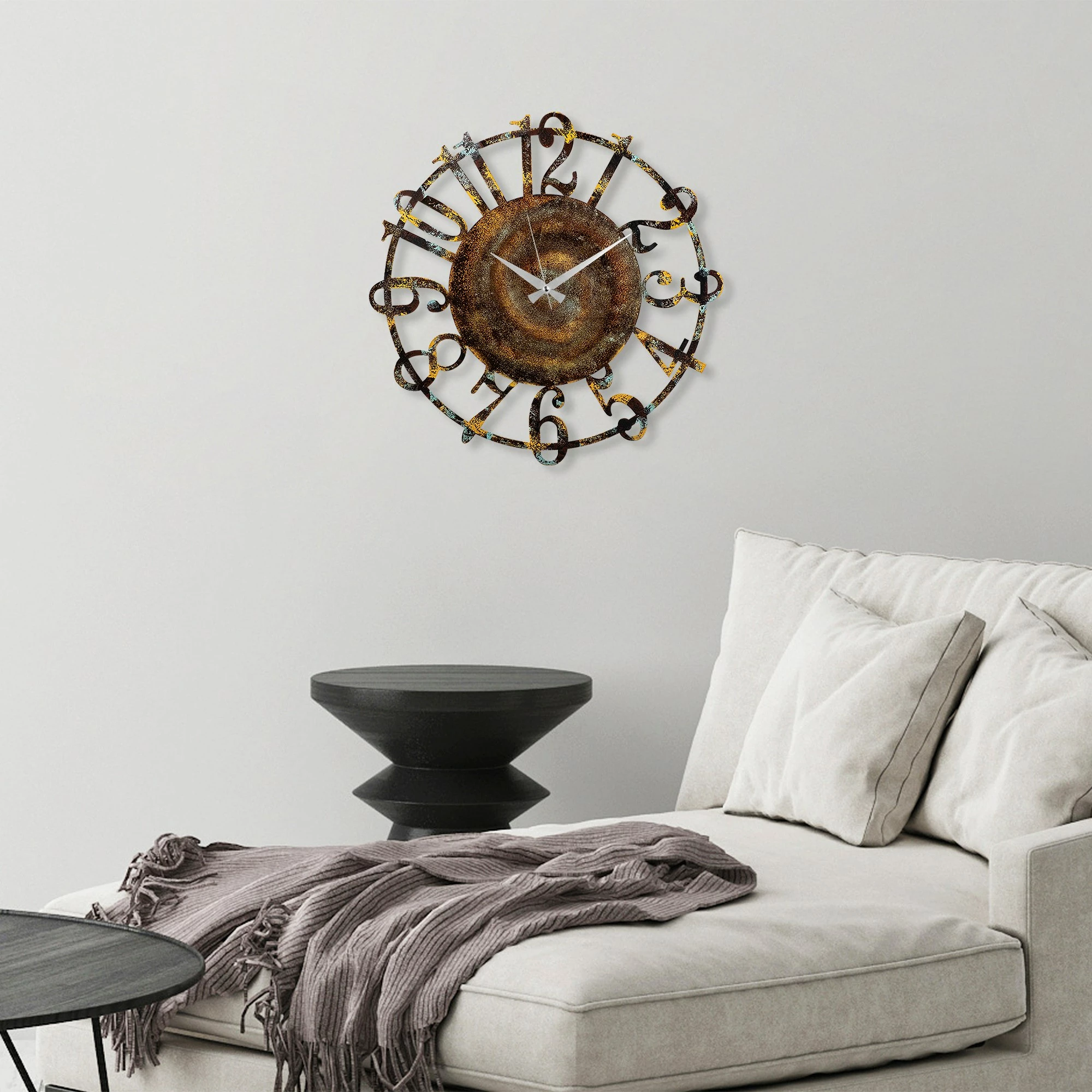 Orë muri dekorative prej metali, Wallity, shumëngjyrëshe, 48cm