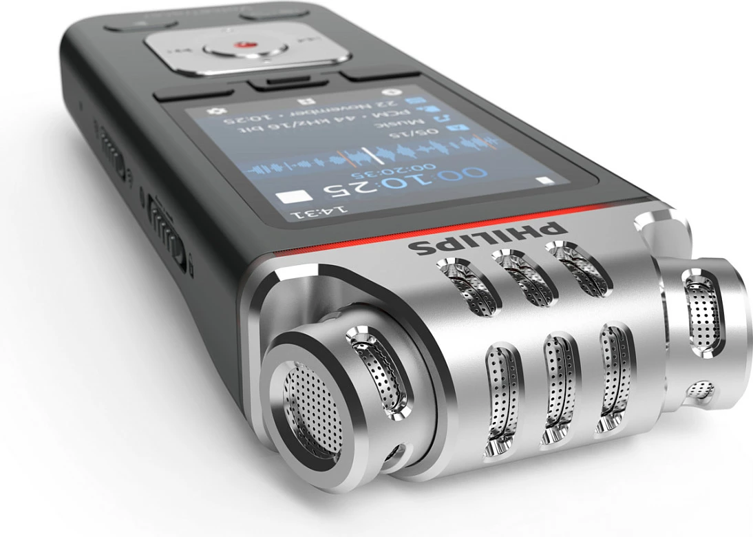 Diktafon Philips VoiceTracer, 8GB, 24bit/96kHz, USB-C, 360° mikrofon takimesh, zi/hiri