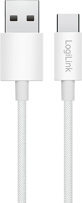 Kabllo USB LogiLink USB 2.0 A në Type-C, 1.5 m, 60W, nylon, e bardhë