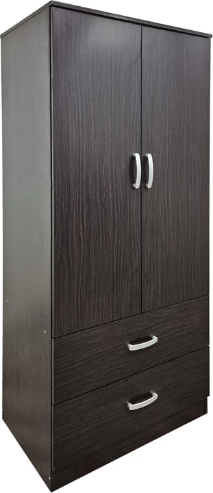 Dollap me dy dyer dhe 2 sirtarë Alvia, ngjyrë wenge, 80x51.5x180cm