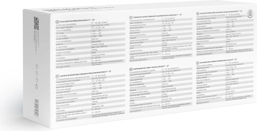 Mbajtëse tavoline për monitorë SAVIO UM-04, për 2 monitorë, 17-32 inç, e zezë