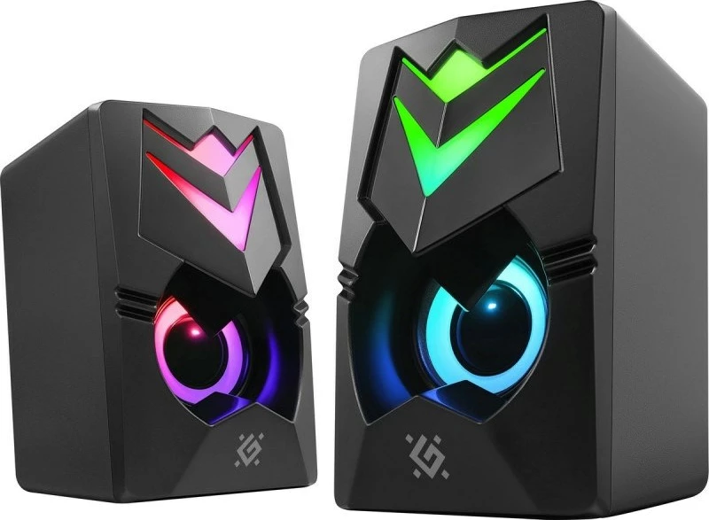 Altoparlantë Defender J4 2.0, 6W, me LED, për PC, të zinj