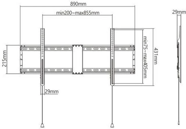 Mbajtëse muri për TV Gembird WM-90F-01, 43-90 inç, Çelik, e zezë