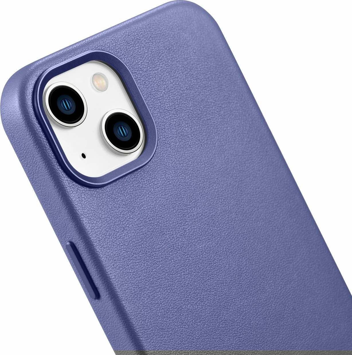 Mbështjellës iCarer për iPhone 14 Plus, lëkurë natyrale, MagSafe, vjollcë e çelët