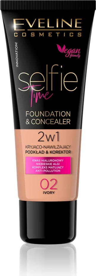 Fondatinë dhe korektor për femra Eveline Cosmetics Selfie Time 02 Ivory 30ml