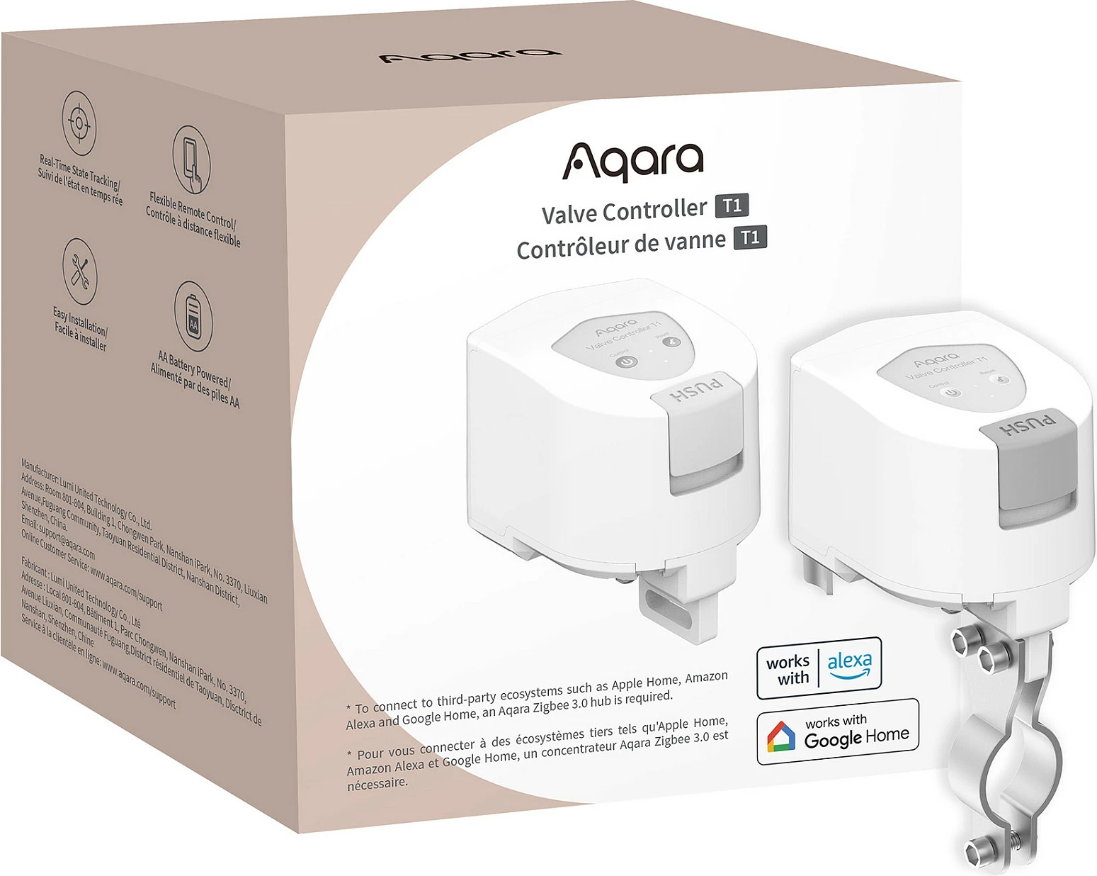 Kontrollues valvule Aqara Valve Controller T1, Zigbee, për valvula uji/gazi, i bardhë