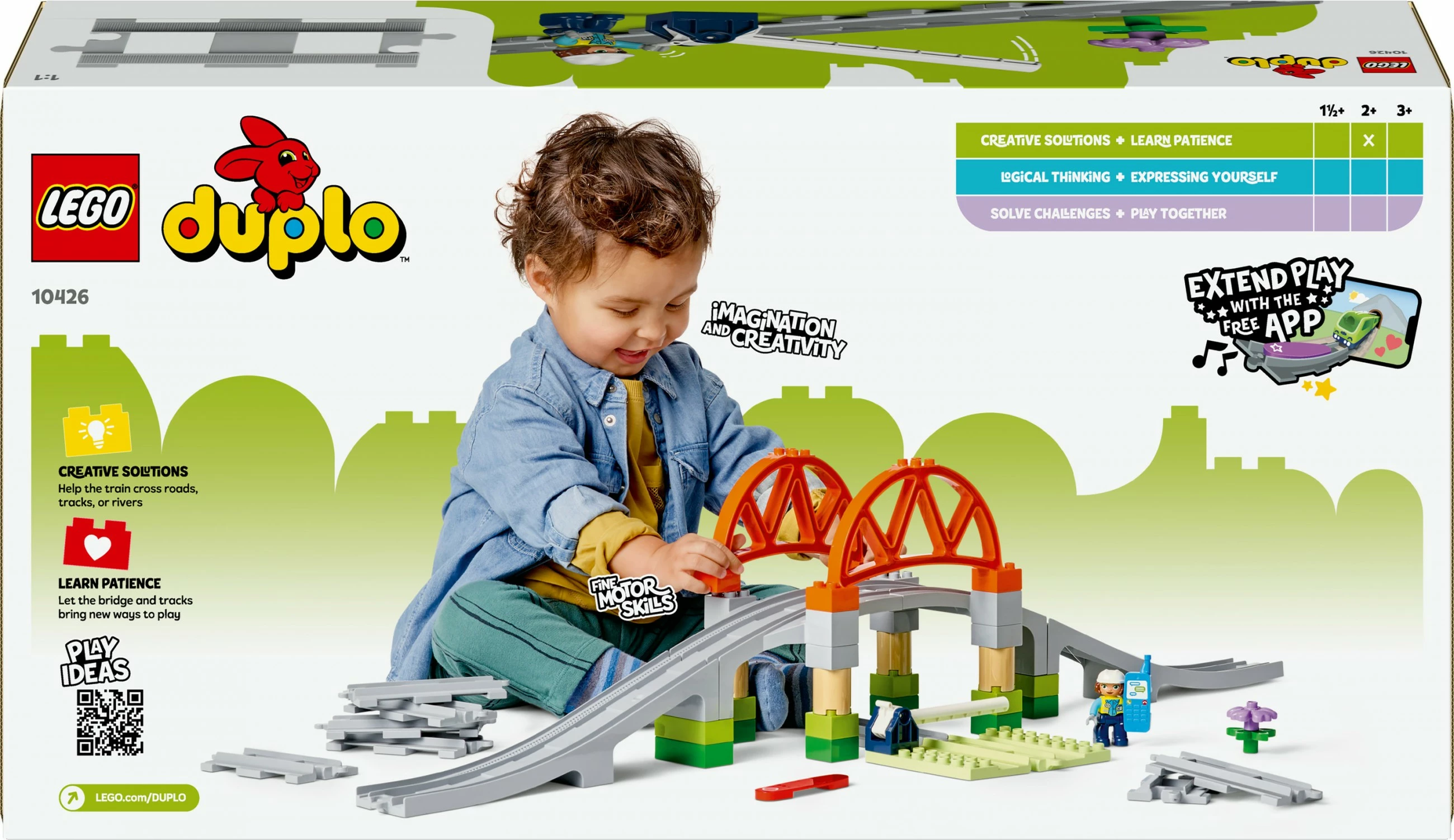 Set ndërtimi LEGO DUPLO 10426, ura treni dhe shina, 42 pjesë, multikolor