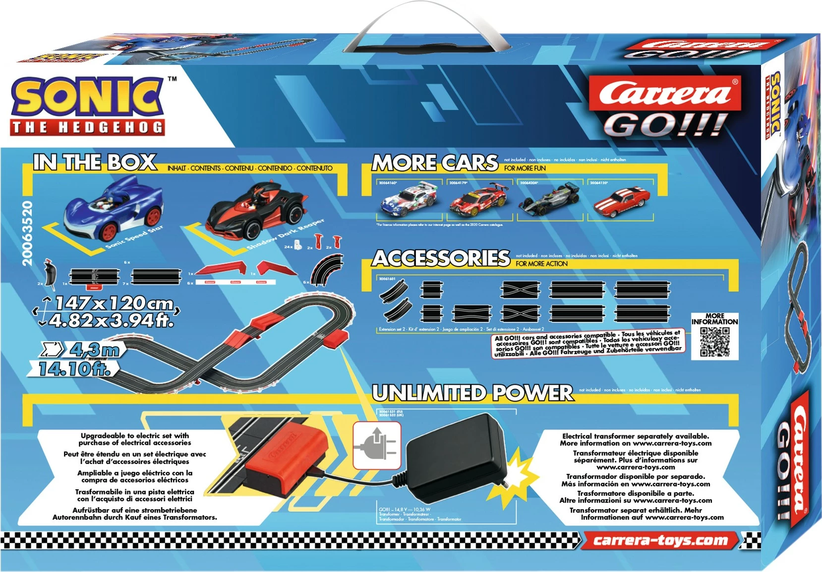 Set garash Carrera GO!!! Sonic the Hedgehog, me bateri, shumëngjyrësh