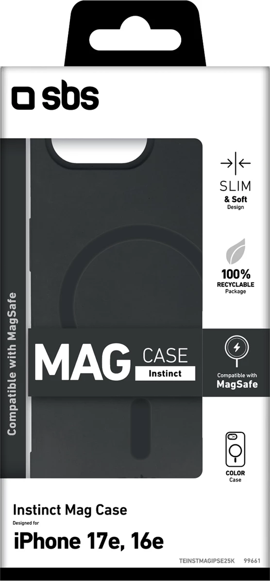 Mbështjellës telefoni SBS Instinct për iPhone 16e/17e, TPU me shtresë mikrofibre, i zi