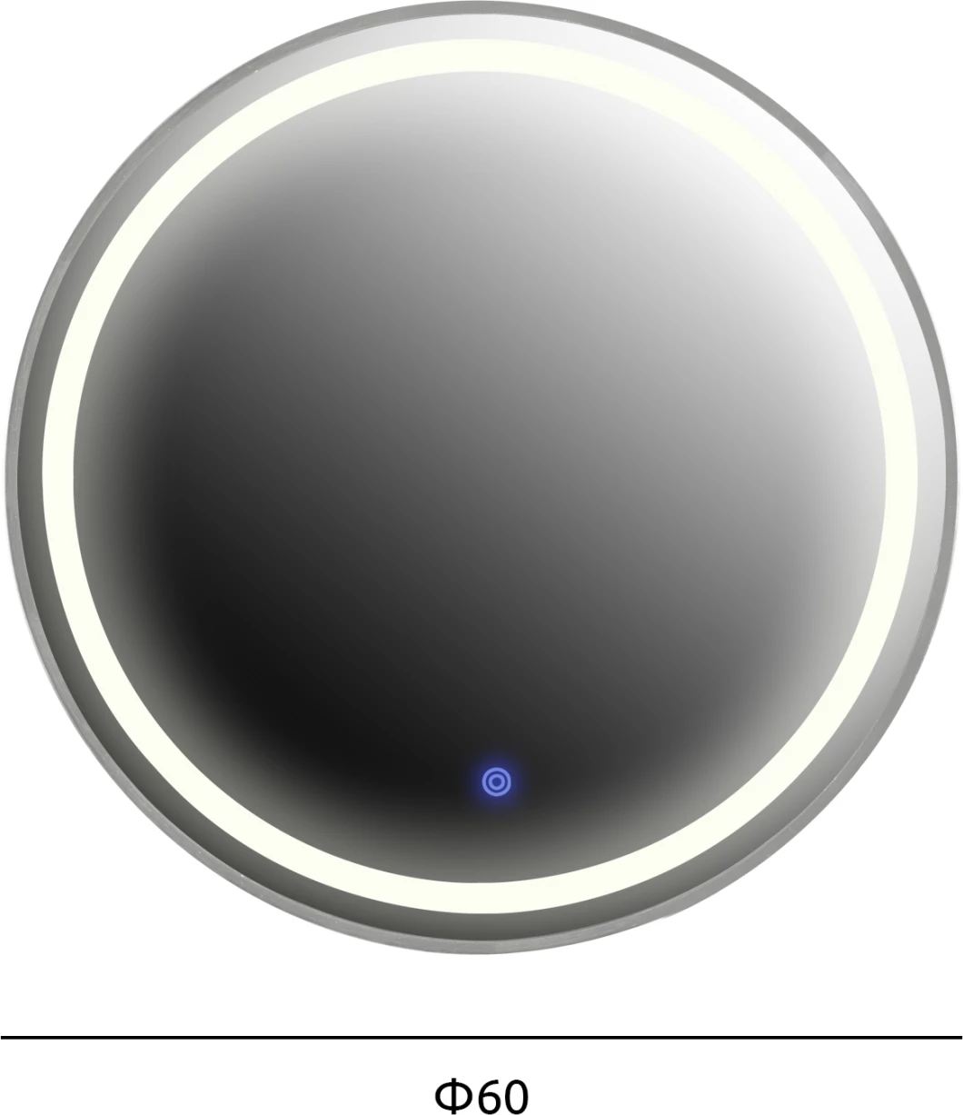 Pasqyrë muri e rrumbullakët FH9580.40, alumini gri me LED, Φ60x3 cm