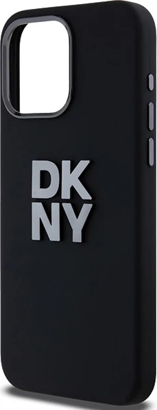 Mbështjellës DKNY Liquid Silicone Metal Logo për iPhone 15 Pro, i zi
