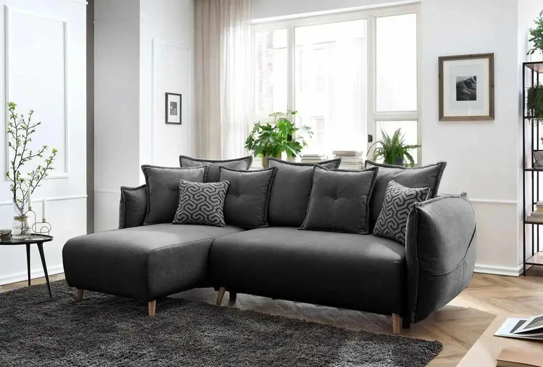 Kënd-sofë krevati Atelier del Sofa, ngjyrë antracit, Puffy