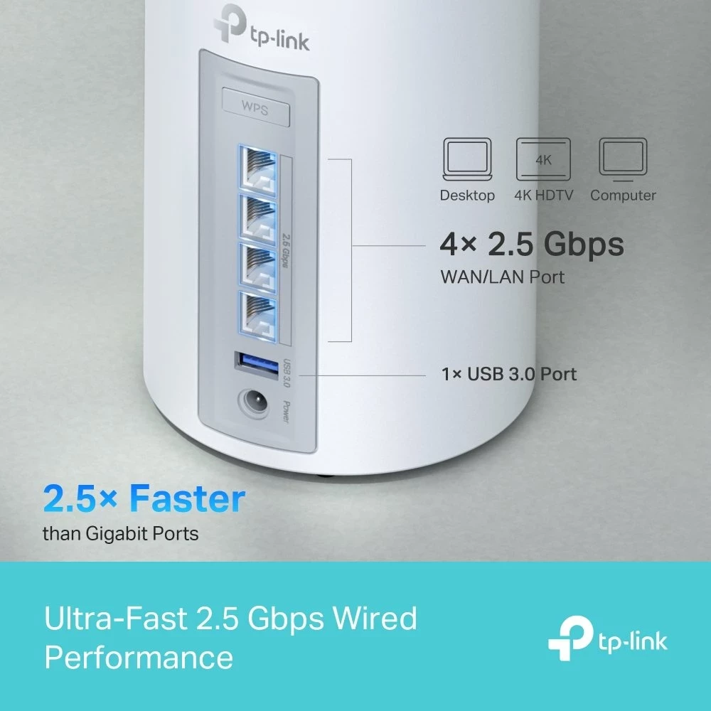 Router TP-Link Deco BE65, WiFi 7, i bardhë