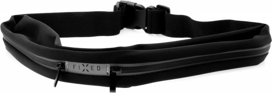 Rrip sportiv Fixed Sportbelt Duo, 2 xhepa me zinxhir, rregullim 68-160 cm, reflektues, i zi