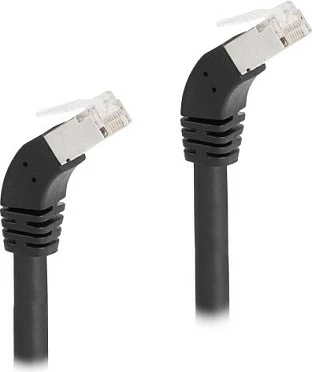 Kabllo rrjeti DeLOCK RJ45 Cat6a S/FTP 0.5 m, konektorë të këndshëm 45° poshtë, e zezë