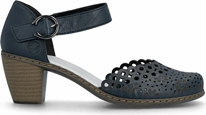 Sandale lëkure për femra Rieker 40902-14, blu e errët